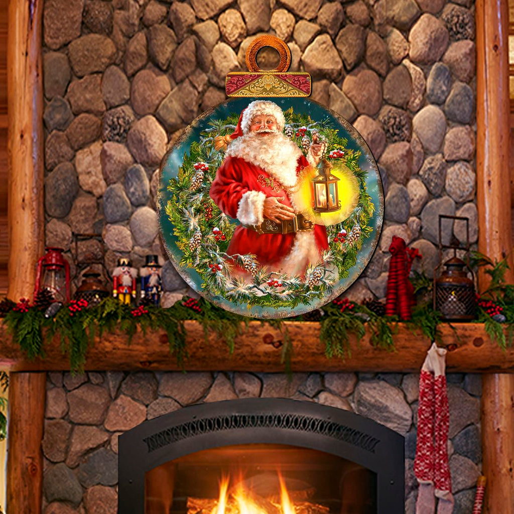 Enchanted Ball Christmas Wreath Santa Door Decor by D. Gelsinger - Christmas Santa Snowman Decor - 8021051H-1003-2