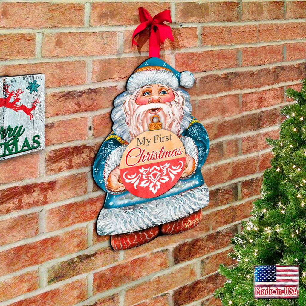 My First Christmas Door Decor by G. DeBrekht - Christmas Santa Snowman Decor - 8117810H-MFC-1