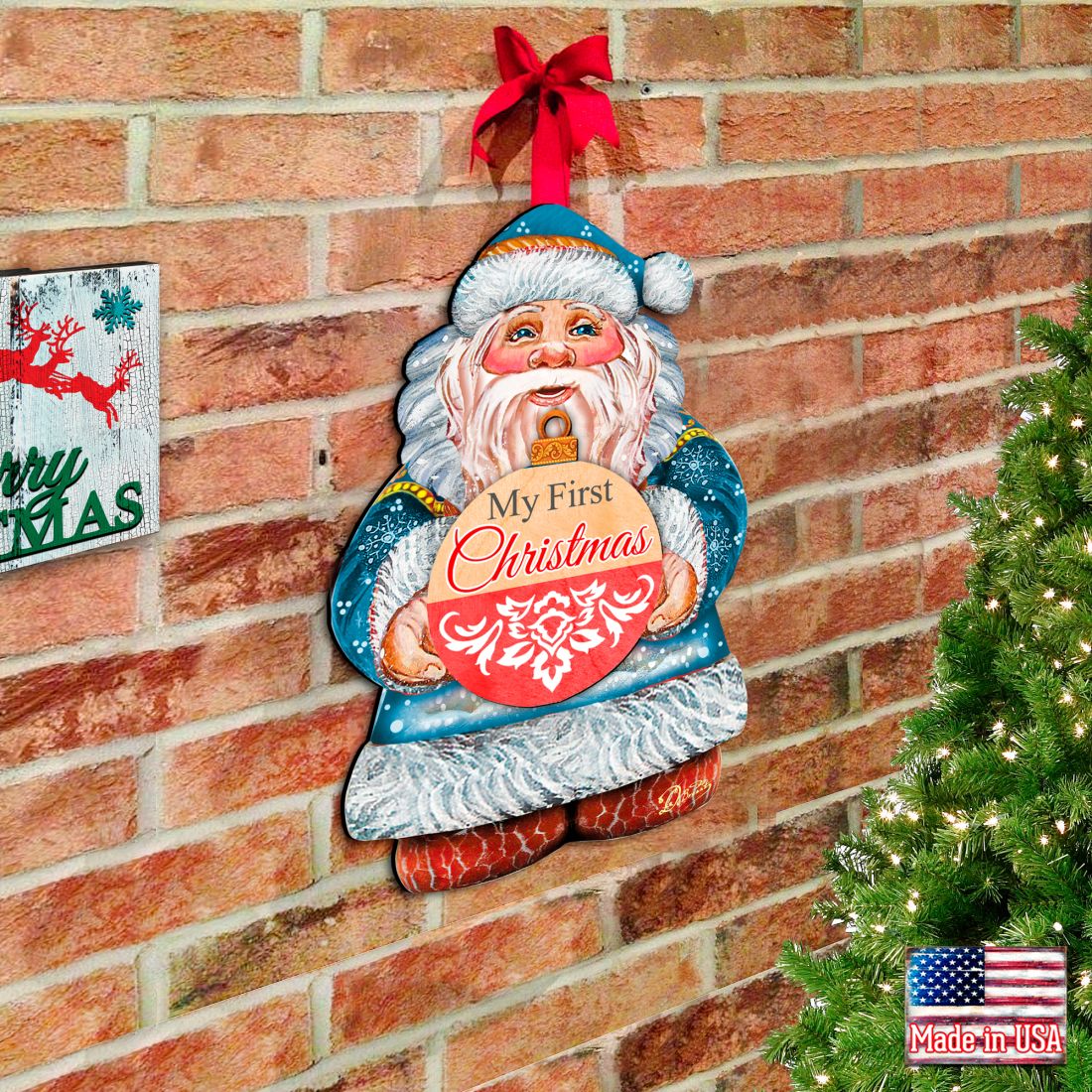 My First Christmas Door Decor by G. DeBrekht - Christmas Santa Snowman Decor - 8117810H-MFC-1