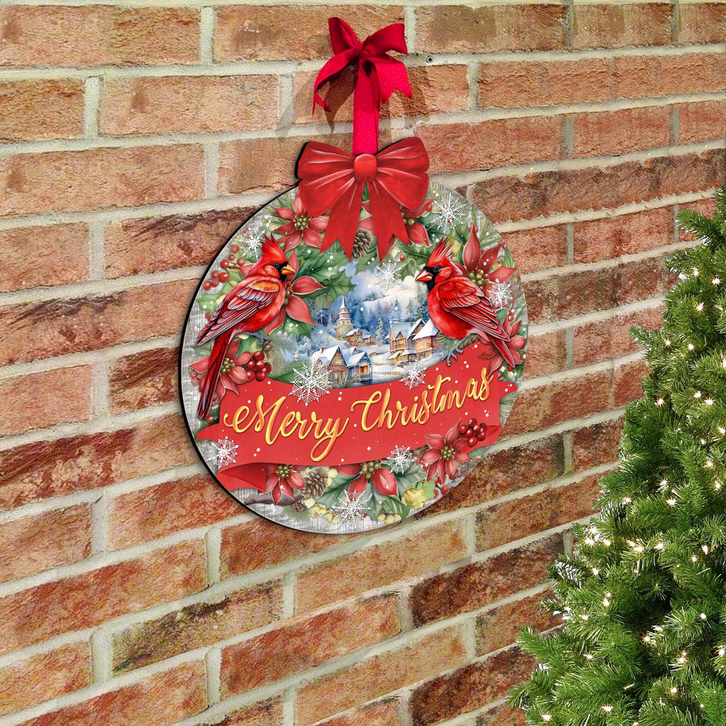 Merry Christmas Front Door Welcome Sign, Wooden Front Porch Decor by G. Debrekht Christmas Decor - 933121H-3
