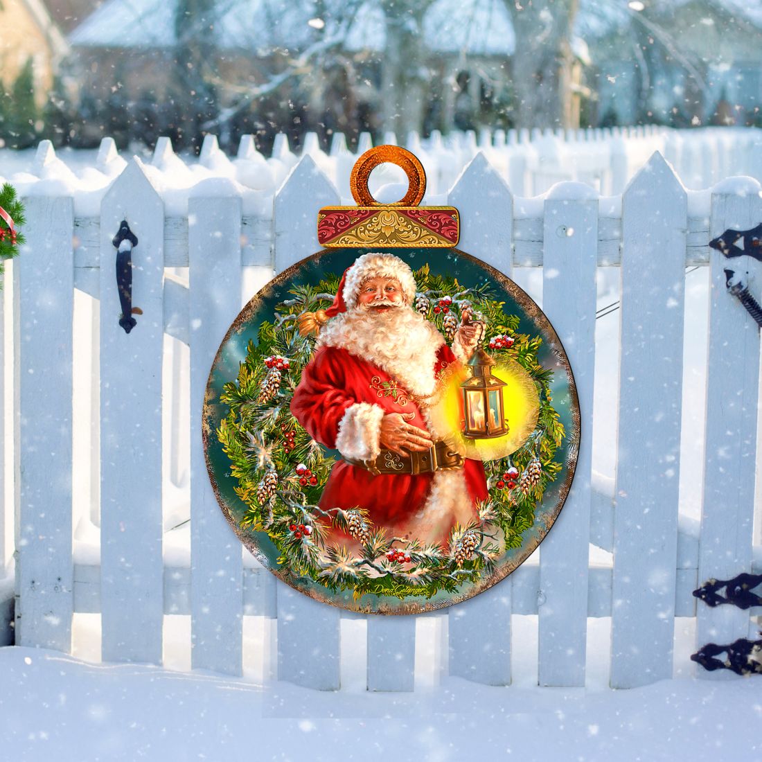 Enchanted Ball Christmas Wreath Santa Door Decor by D. Gelsinger - Christmas Santa Snowman Decor - 8021051H-1003-1