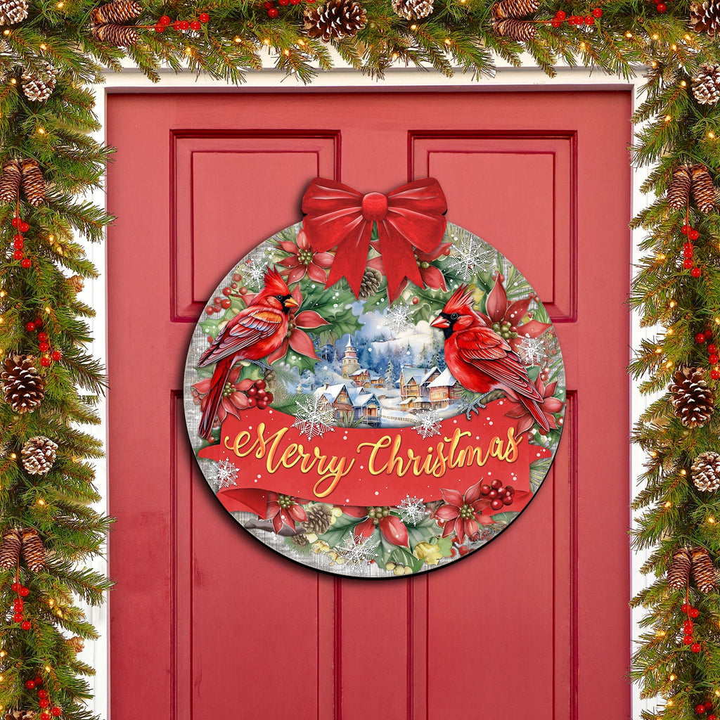 Merry Christmas Front Door Welcome Sign, Wooden Front Porch Decor by G. Debrekht Christmas Decor - 933121H-0
