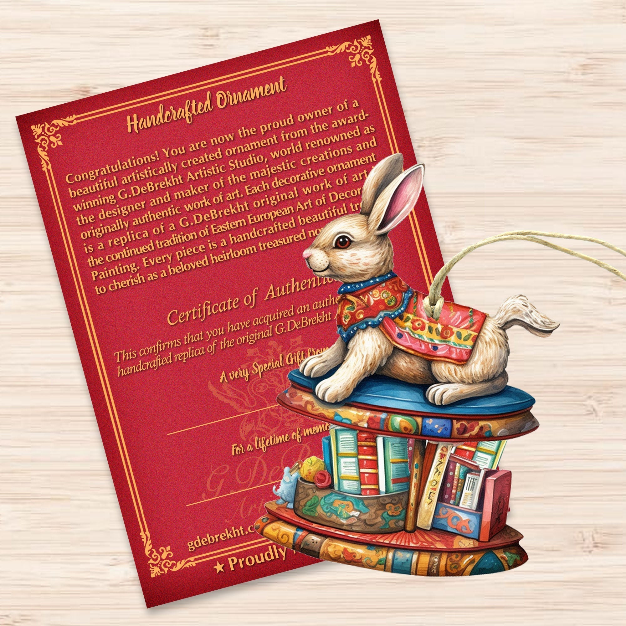 Carousel Bunnies Wooden Ornaments Set of 3 by G. Debrekht - Christmas Decor - 8100195S3-2