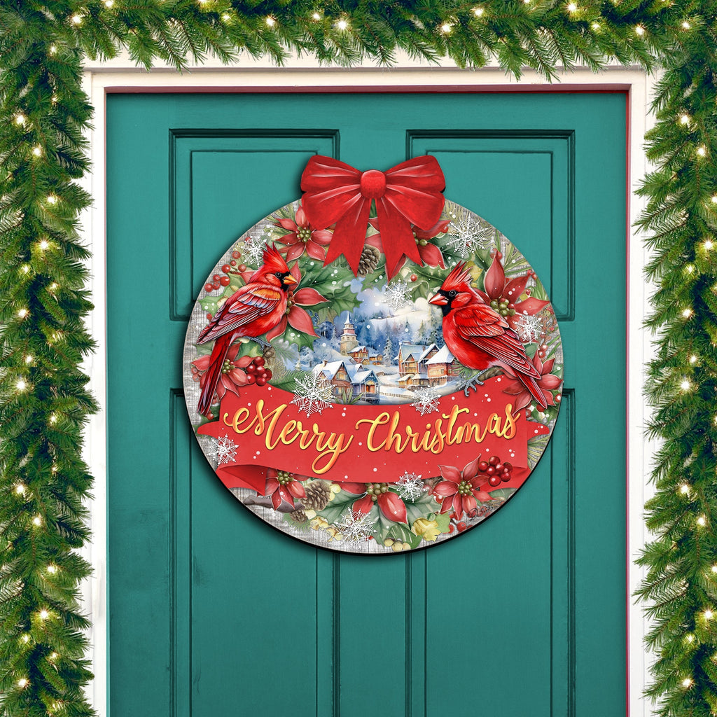 Merry Christmas Front Door Welcome Sign, Wooden Front Porch Decor by G. Debrekht Christmas Decor - 933121H-1