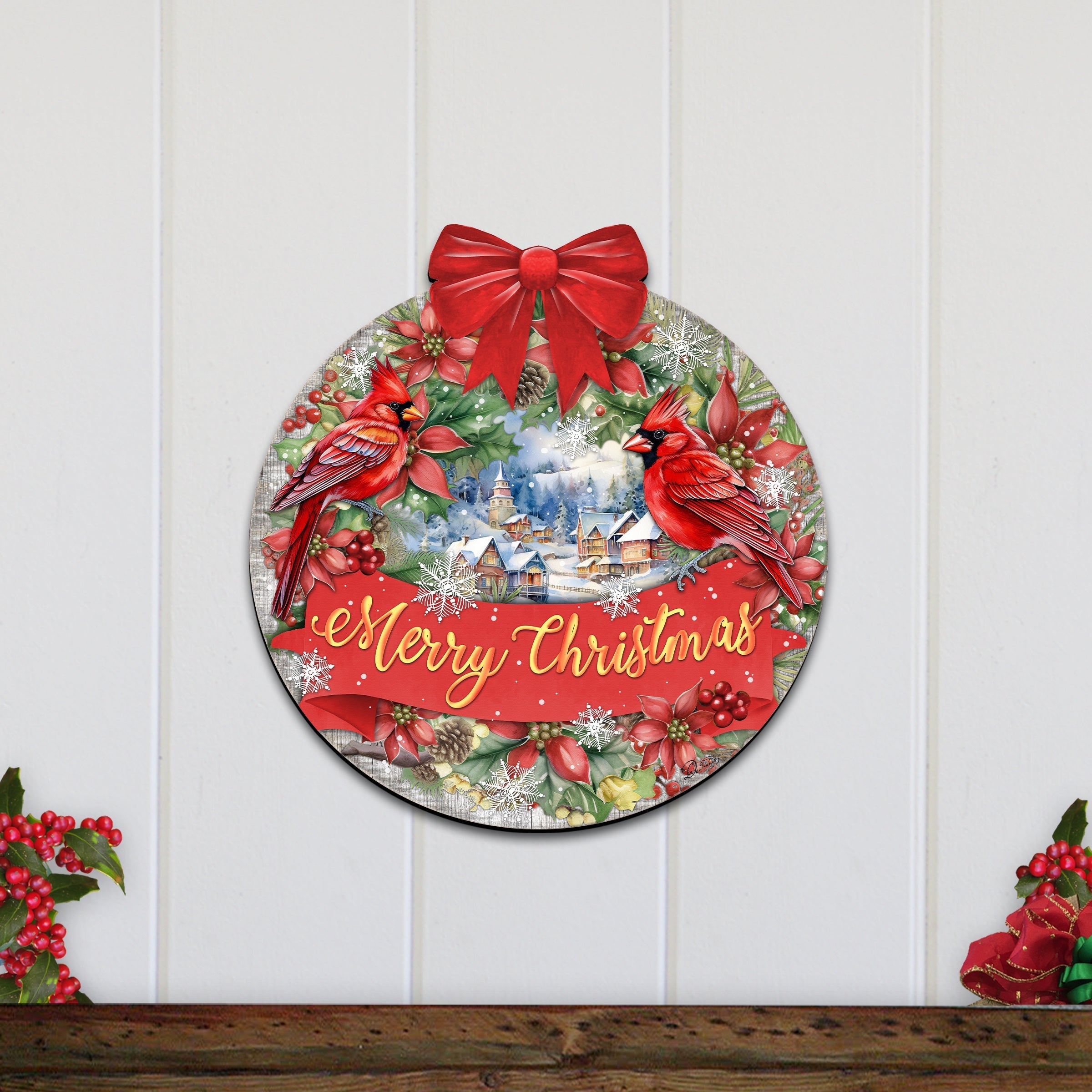 Merry Christmas Front Door Welcome Sign, Wooden Front Porch Decor by G. Debrekht Christmas Decor - 933121H-2
