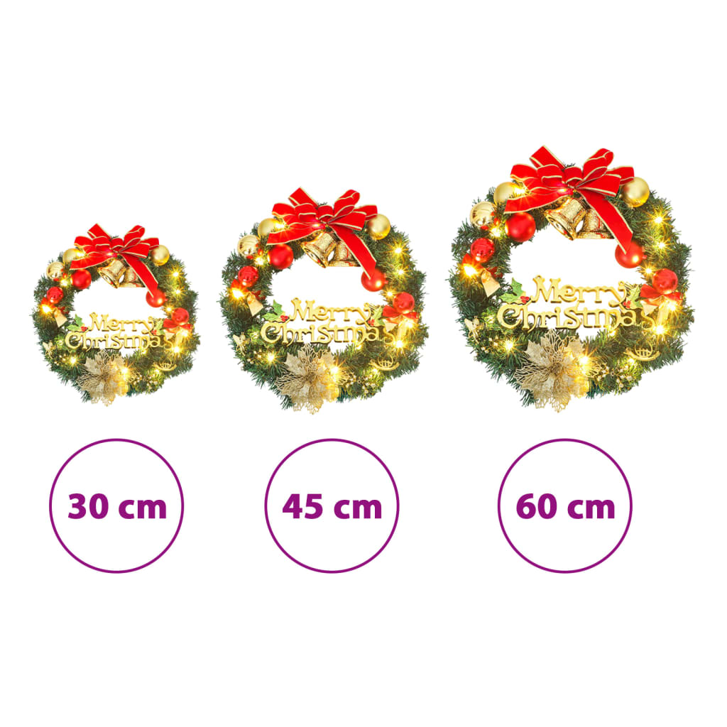 Christmas Wreath Decoration Ornament for Front Door with LEDs Green