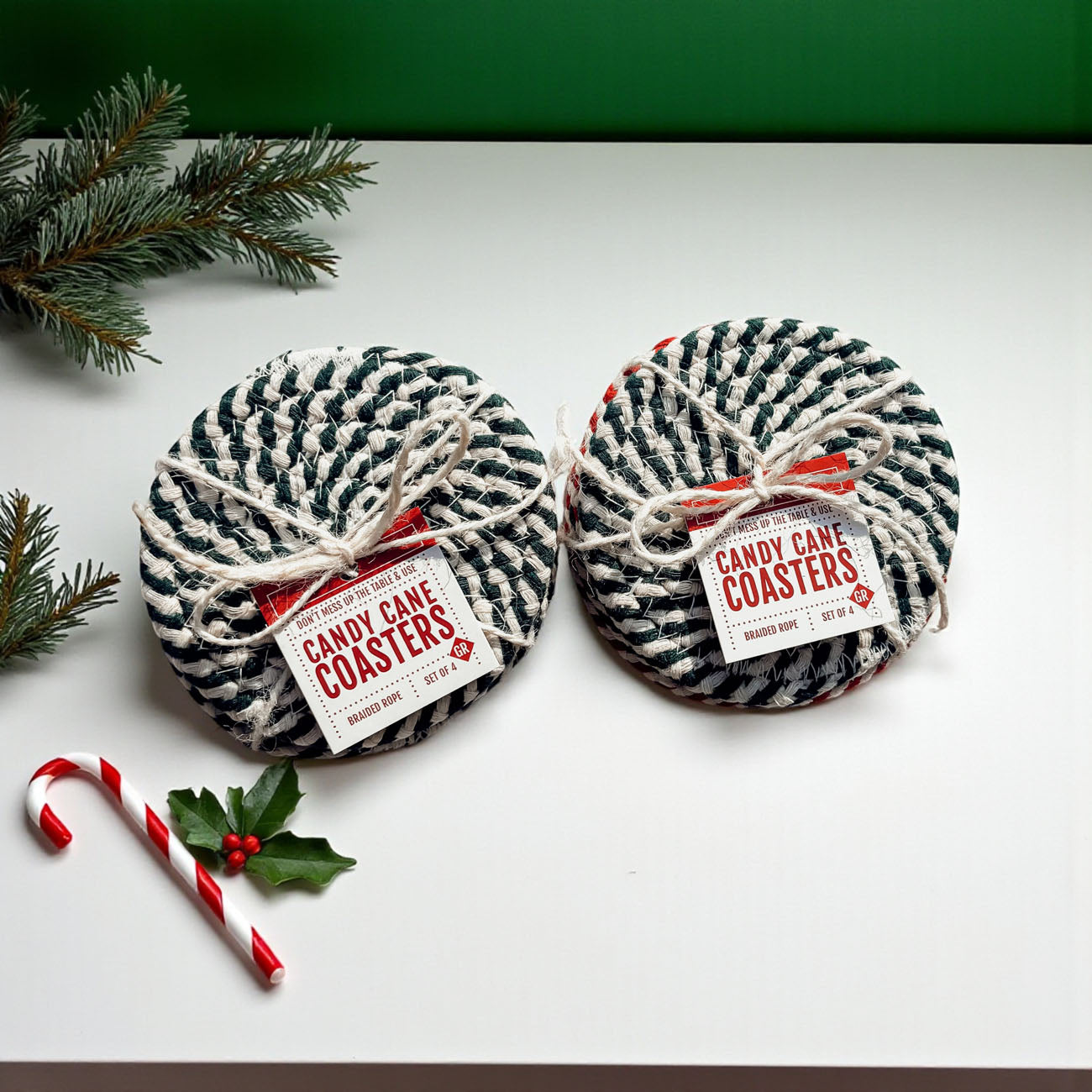 Candy Cane Coaster 4pk